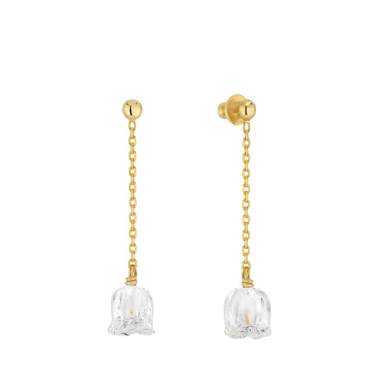Lalique Earrings - Muguet Chain - Clear/Gold