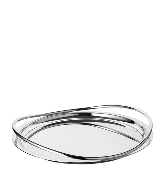 Christofle Vertigo Round Serving Tray - Large, Silver-Plated