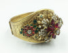 Red Glass Pointsetta & Seed Pearl Christmas Motif Bracelet
