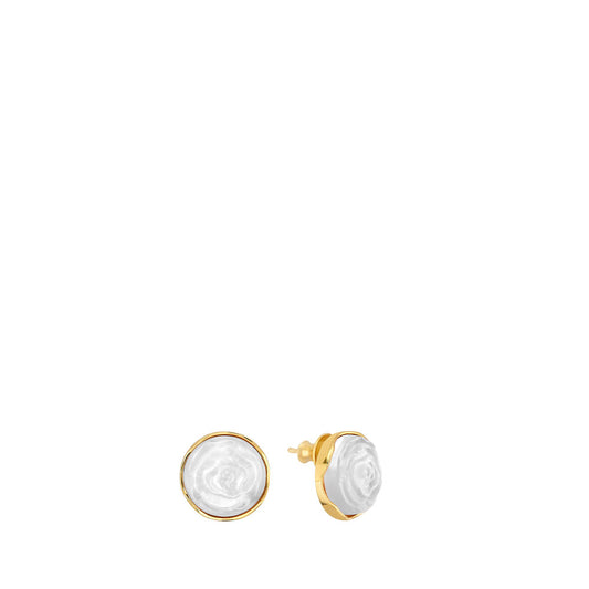 Lalique Earrings - Pivoine - Clear/Gold