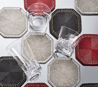 Kim Seybert Drink Coasters: BACCARAT Louxor in Black, Set of 4 in a Gift Box