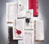 Kim Seybert Napkins: BACCARAT Harmonie in White, Red & Gold, Set of 4