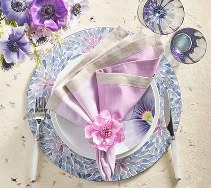 Kim Seybert Napkin Rings: Gardenia in Lilac, Set of 4