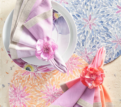 Kim Seybert Napkin Rings: Gardenia in Lilac, Set of 4