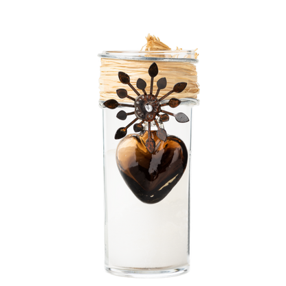 Jan Barboglio Adelita Candle Sacred Heart Vela with Chocolate Glass Heart
