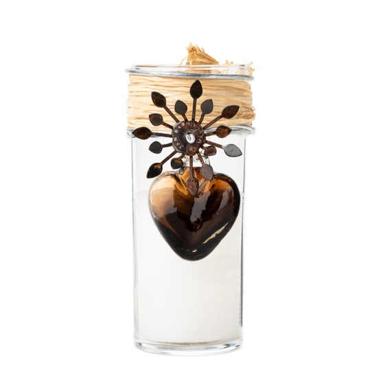 Jan Barboglio Adelita Candle Sacred Heart Vela with Chocolate Glass Heart