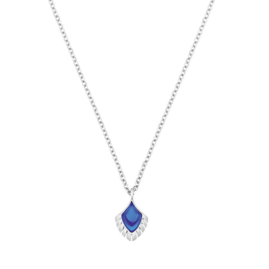 Lalique Necklace - Paon Pendant - Small Blue/Silver