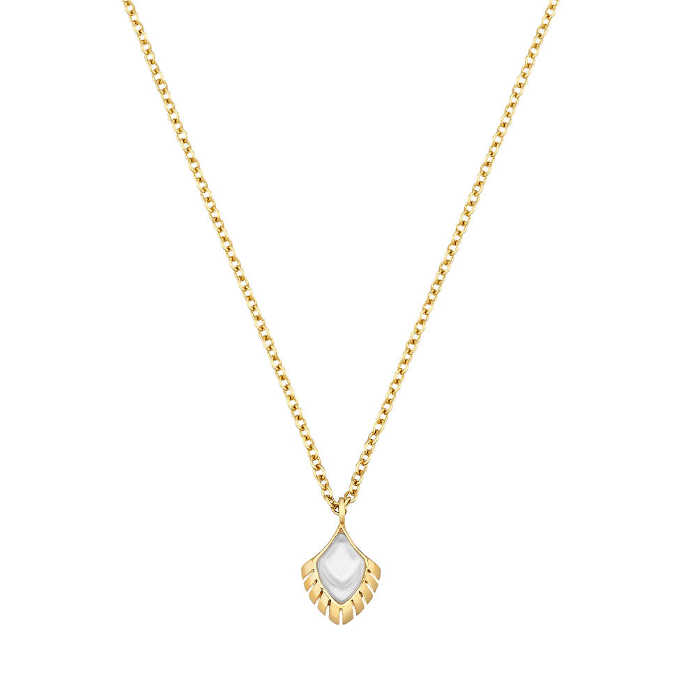 Lalique Necklace - Paon Pendant - Small Clear/Gold