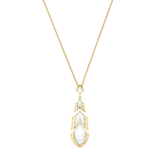 Lalique Necklace - Paon Pendant - Clear/Gold