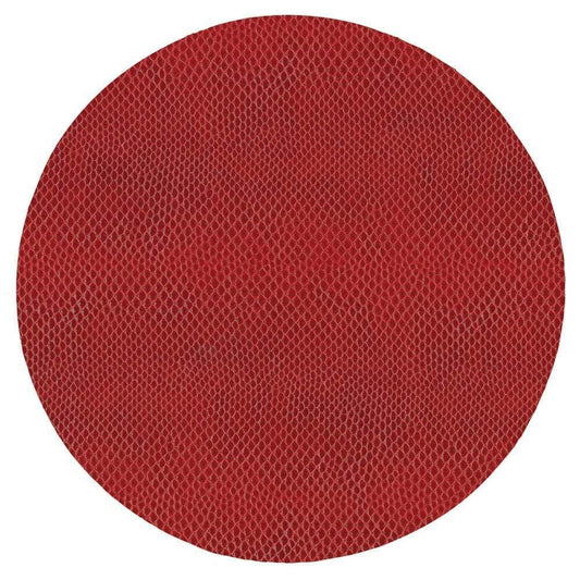 Caspari Placemat: Crimson Snakeskin Round