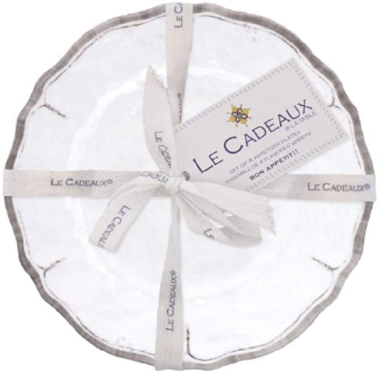 Le Cadeaux Rustica Antique White Melamine Set of 4 Appetizer Plates
