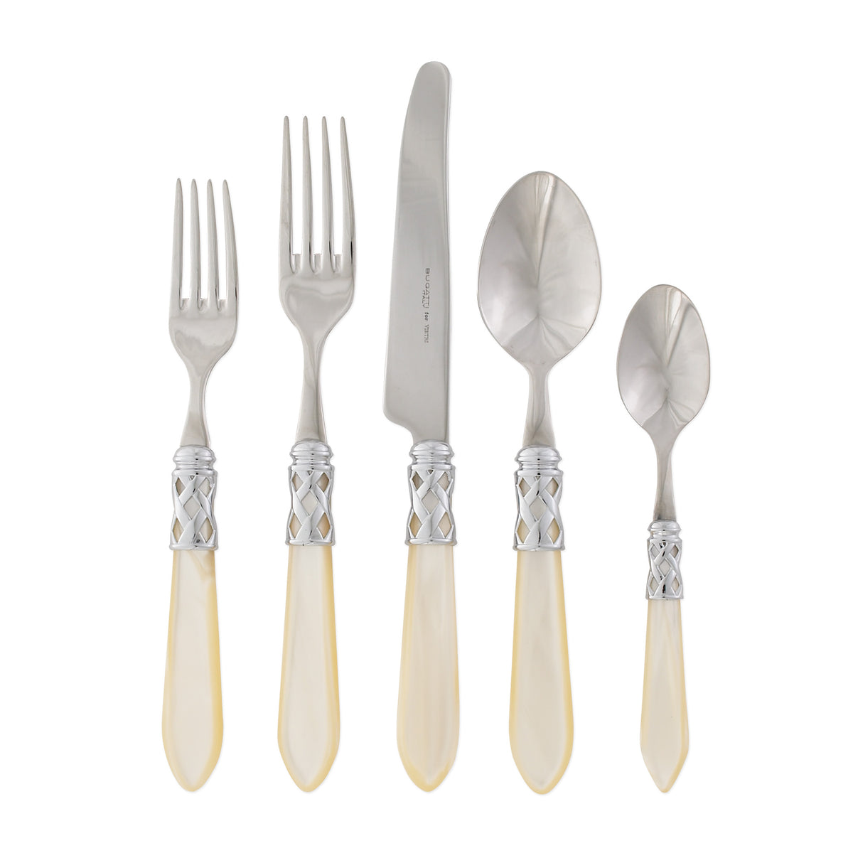 Vietri Flatware: Aladdin Brilliant 5 Piece Place Setting - Ivory