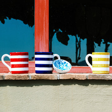 Vietri Amalfitana Stripe Mug - Red