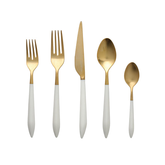 Vietri Flatware: Ares Oro & White 5 Piece Place Setting