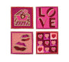 Kim Seybert Drink Coasters: Amore in Pink & Red, Set of 4 in a Gift Bag