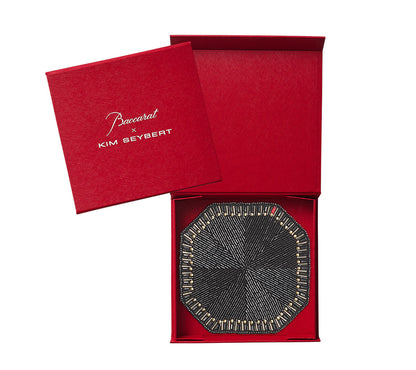 Kim Seybert Drink Coasters: BACCARAT Louxor in Black, Set of 4 in a Gift Box