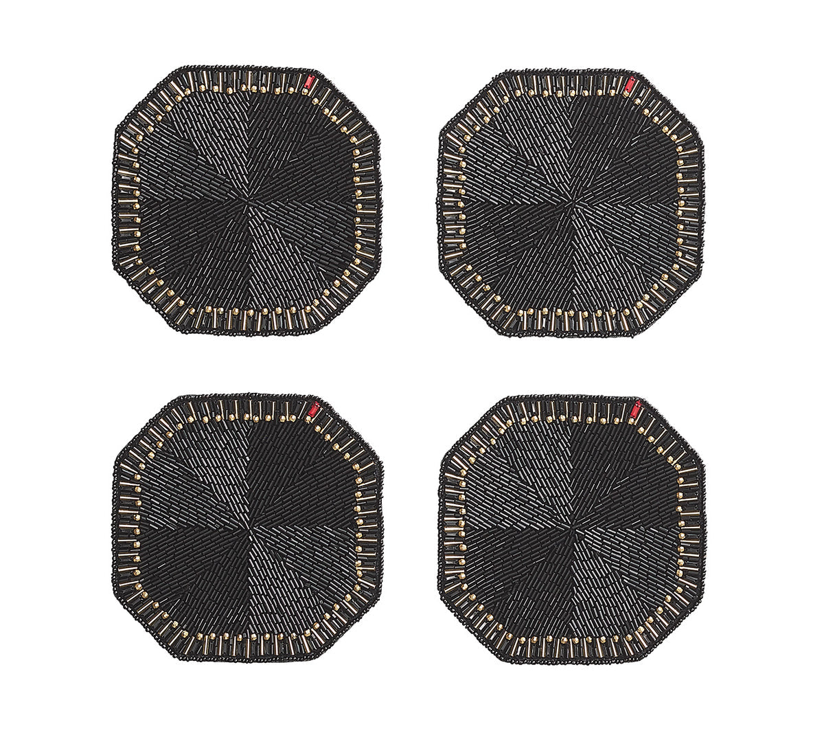 Kim Seybert Drink Coasters: BACCARAT Louxor in Black, Set of 4 in a Gift Box