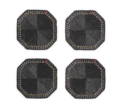 Kim Seybert Drink Coasters: BACCARAT Louxor in Black, Set of 4 in a Gift Box