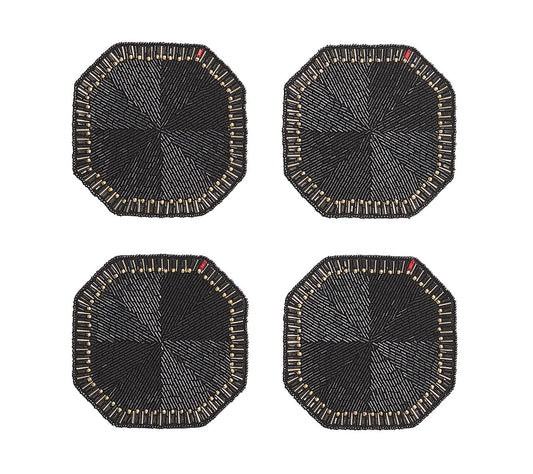 Kim Seybert Drink Coasters: BACCARAT Louxor in Black, Set of 4 in a Gift Box