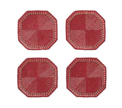 Kim Seybert Drink Coasters: BACCARAT Louxor in Red, Set of 4 in a Gift Box