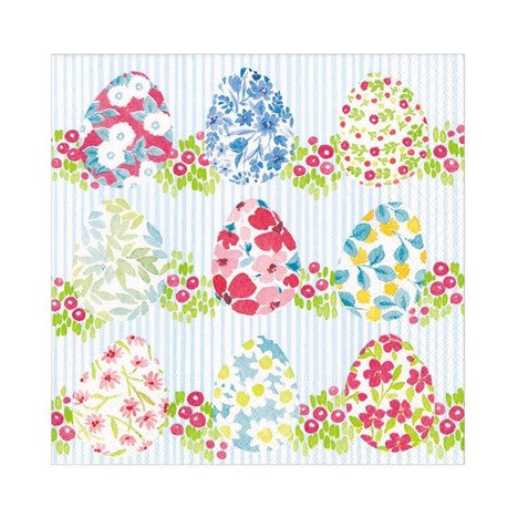 Caspari Luncheon Napkins: Floral Easter Eggs