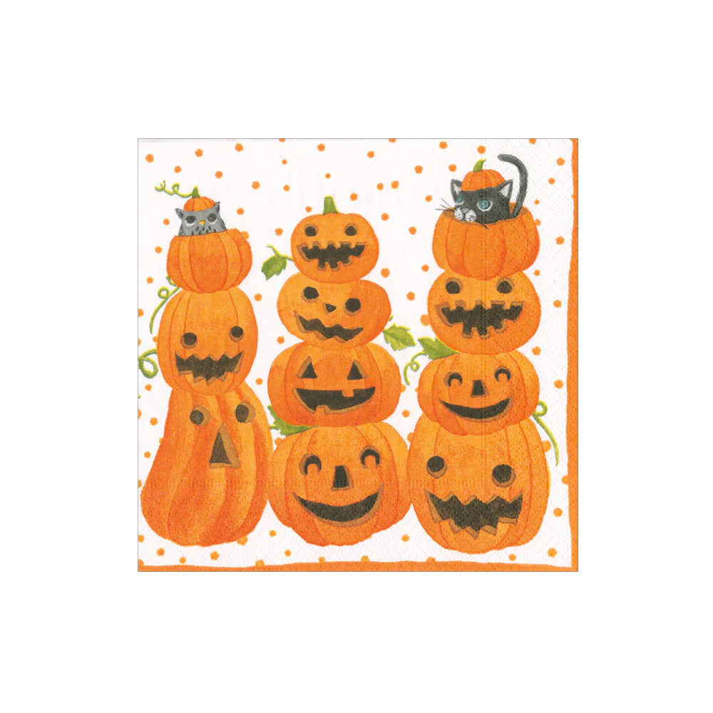 Caspari Cocktail Napkins: Jack O'Lanterns