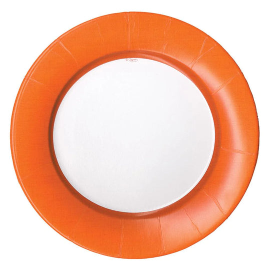 Caspari Dinner Plates: Linen Border - Deep Orange