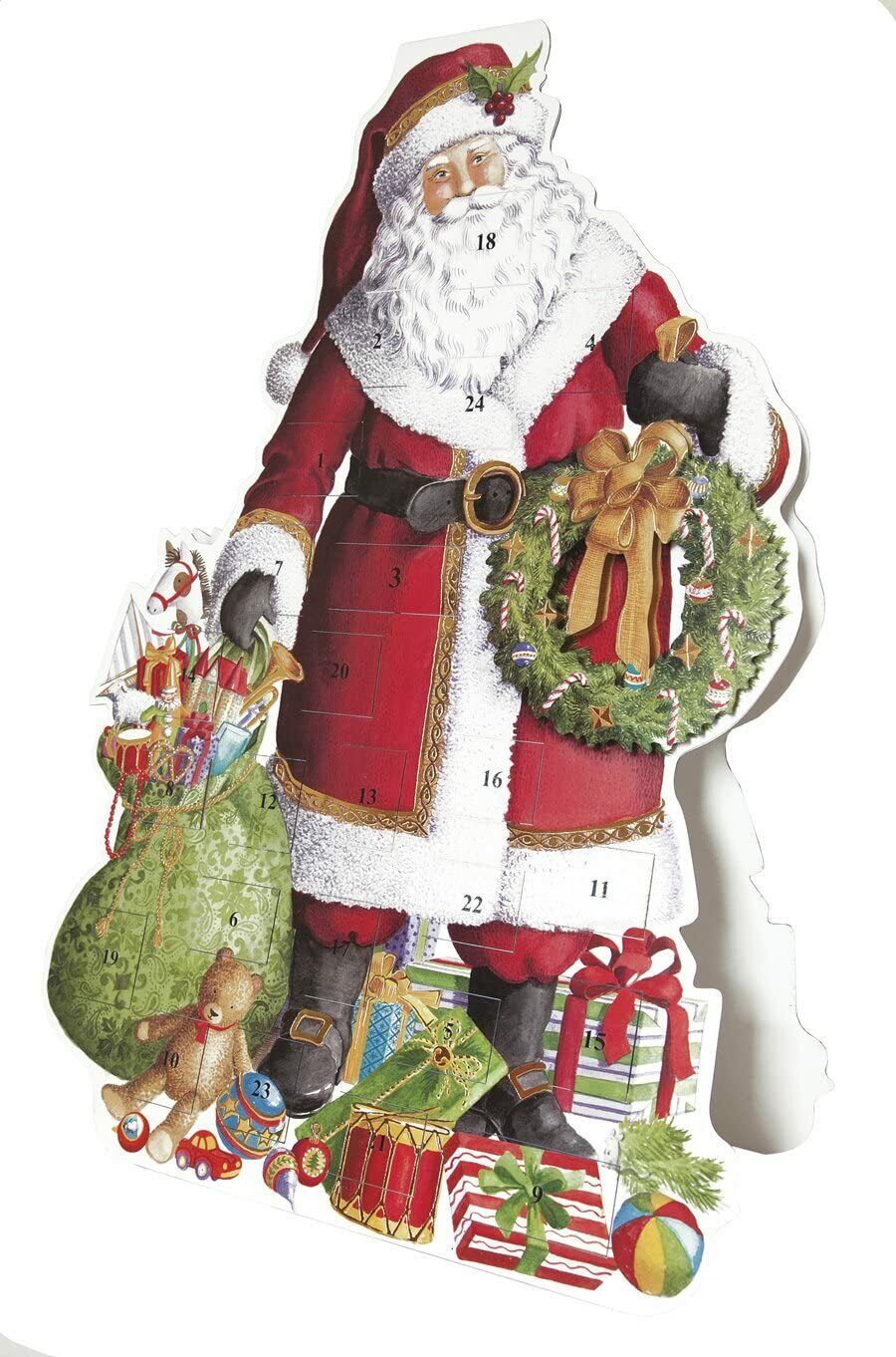 Caspari Advent Calendar: Standing Santa- 3D Die-Cut