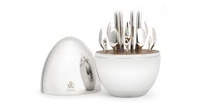 Christofle Mood Party 24-Piece Flatware Set in Egg Chest,  Silver-Plated