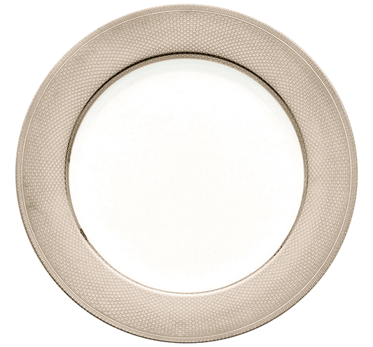 Christofle Guilloché Charger, Porcelain Platinum-Finish