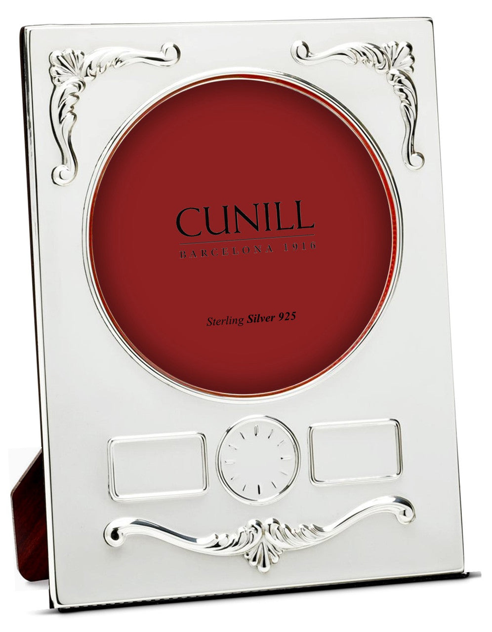 Cunill Classic Birth Record Sterling Silver Picture Frame - 3.5" Diameter Opening