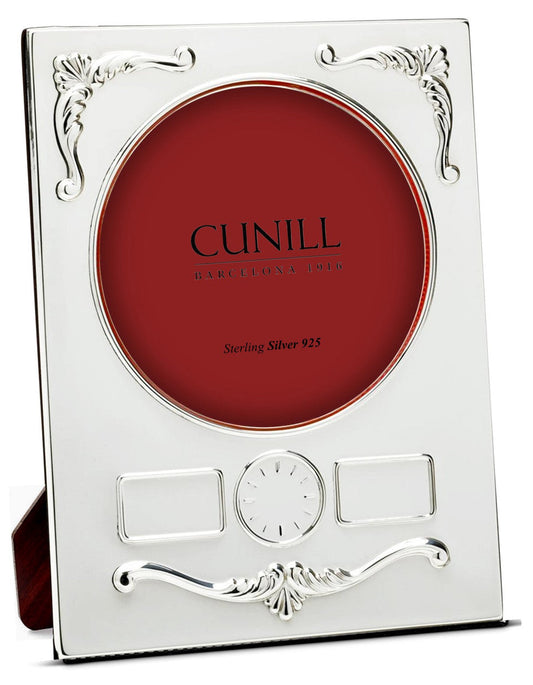 Cunill Classic Birth Record Sterling Silver Picture Frame - 3.5" Diameter Opening