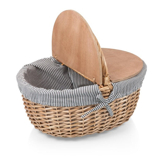 Picnic Basket: Country with Blue & White Stripes
