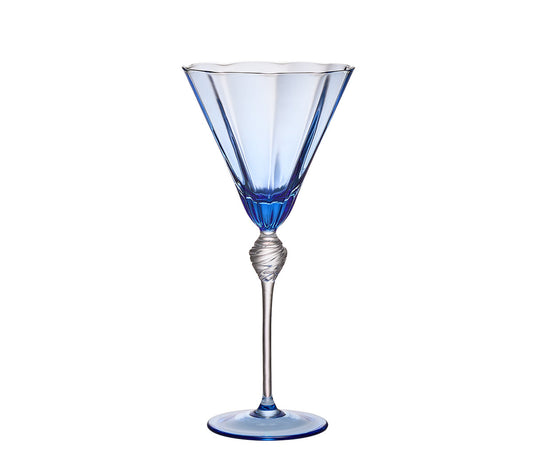 Kim Seybert Glass: Daphne Wine Glass in Blue, Set of 4