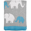 Darzzi Elephant Knitted Baby Blanket Blue Gray White