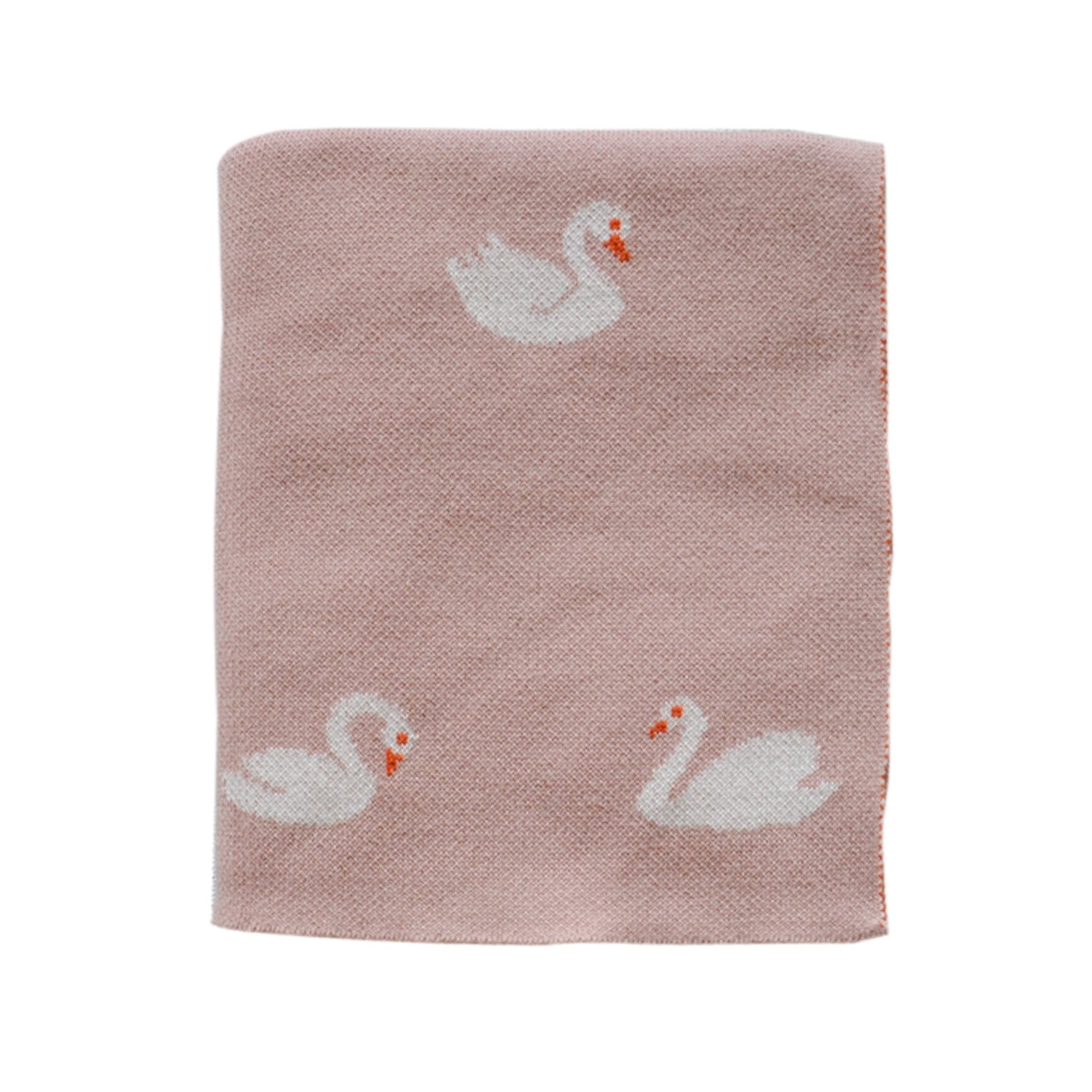 Darzzi SWAN BABY KNITTED BLANKET PINK