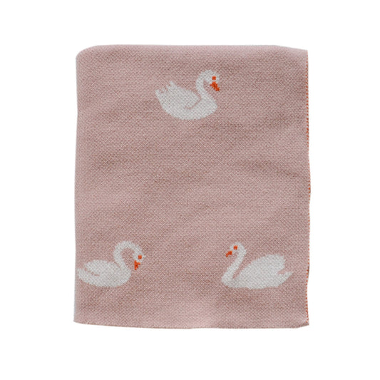 Darzzi SWAN BABY KNITTED BLANKET PINK