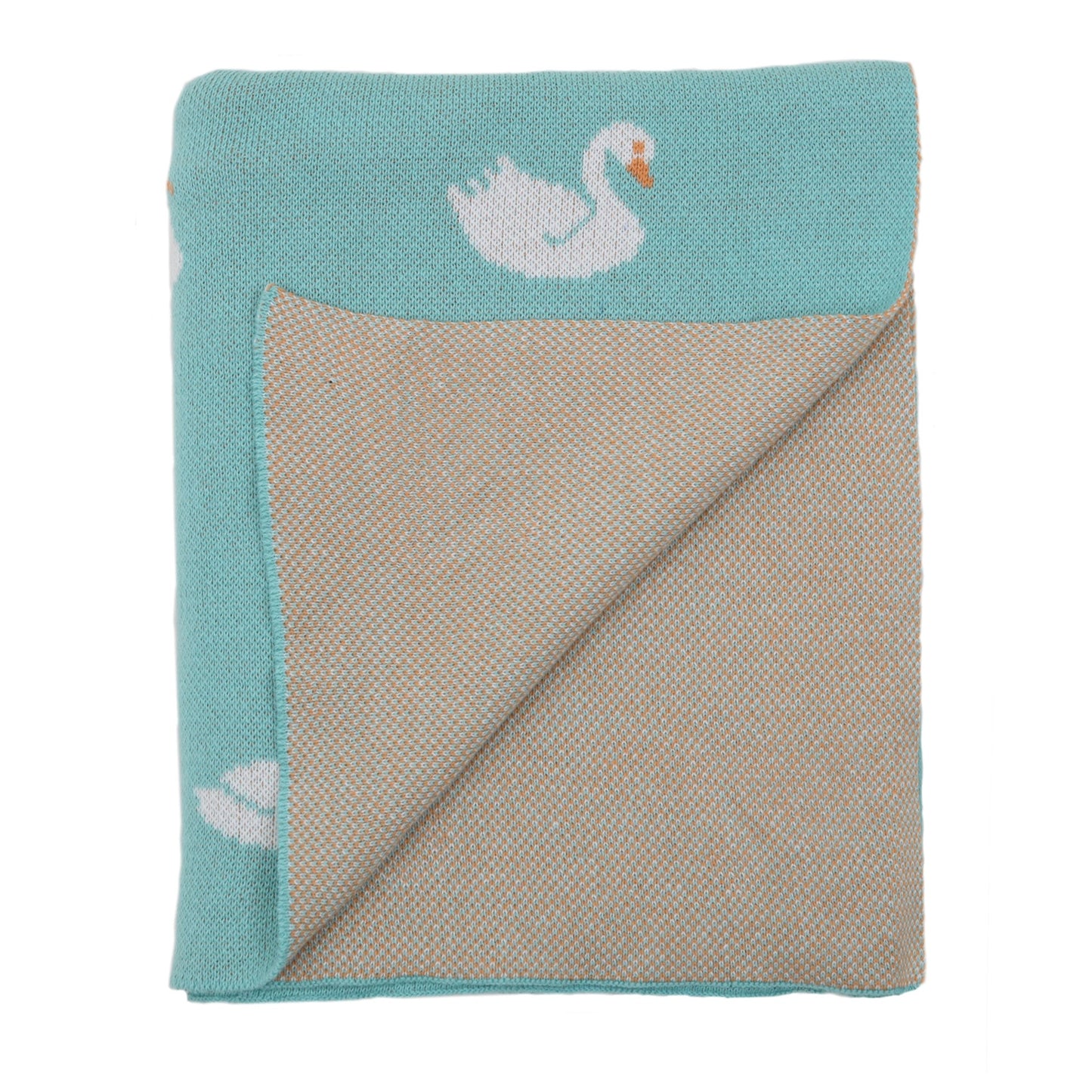 Darzzi Swan Knitted Baby Blanket Aqua
