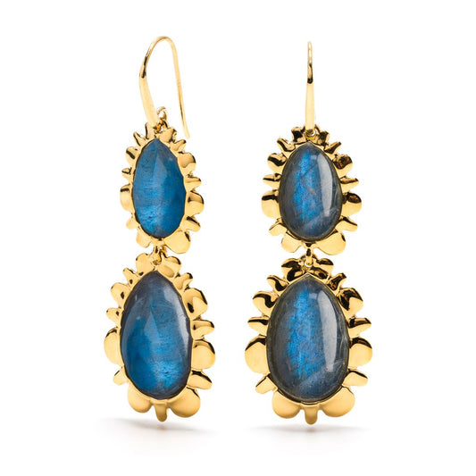 Double Bliss Drop Earrings, Midnight Blue