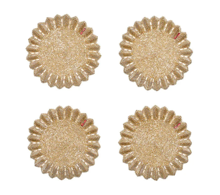 Kim Seybert Drink Coasters: BACCARAT Etoile in Champagne, Set of 4