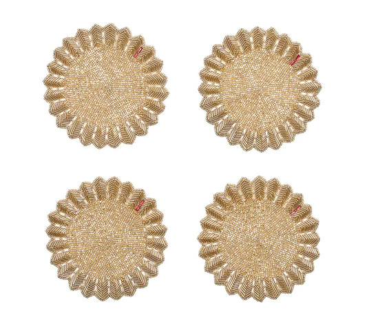 Kim Seybert Drink Coasters: BACCARAT Etoile in Champagne, Set of 4