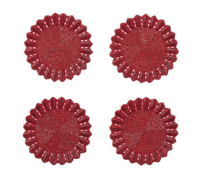 Kim Seybert Drink Coasters: BACCARAT Etoile in Red, Set of 4