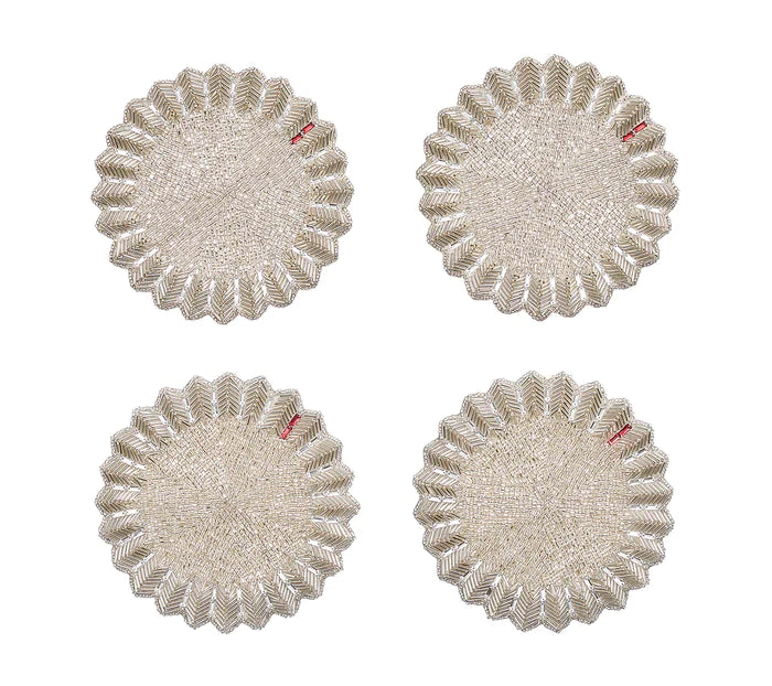 Kim Seybert Drink Coasters: BACCARAT Etoile in Silver & Crystal, Set of 4