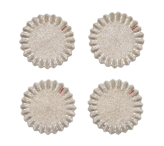 Kim Seybert Drink Coasters: BACCARAT Etoile in Silver & Crystal, Set of 4