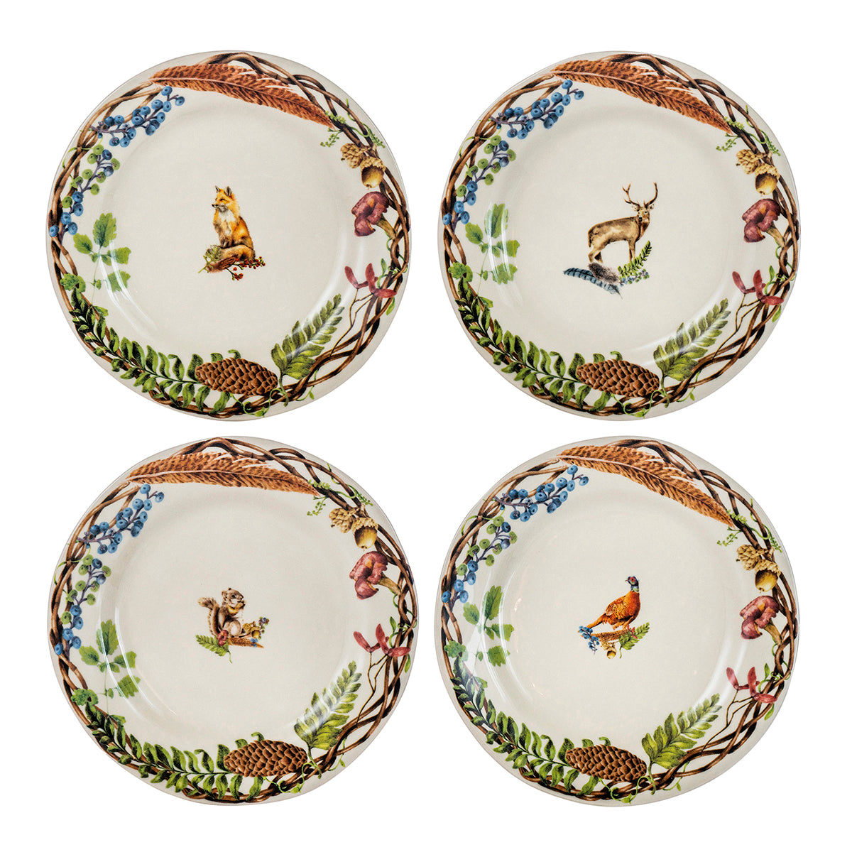 Juliska Forest Walk Dessert/Salad Plate, Assorted Set of 4