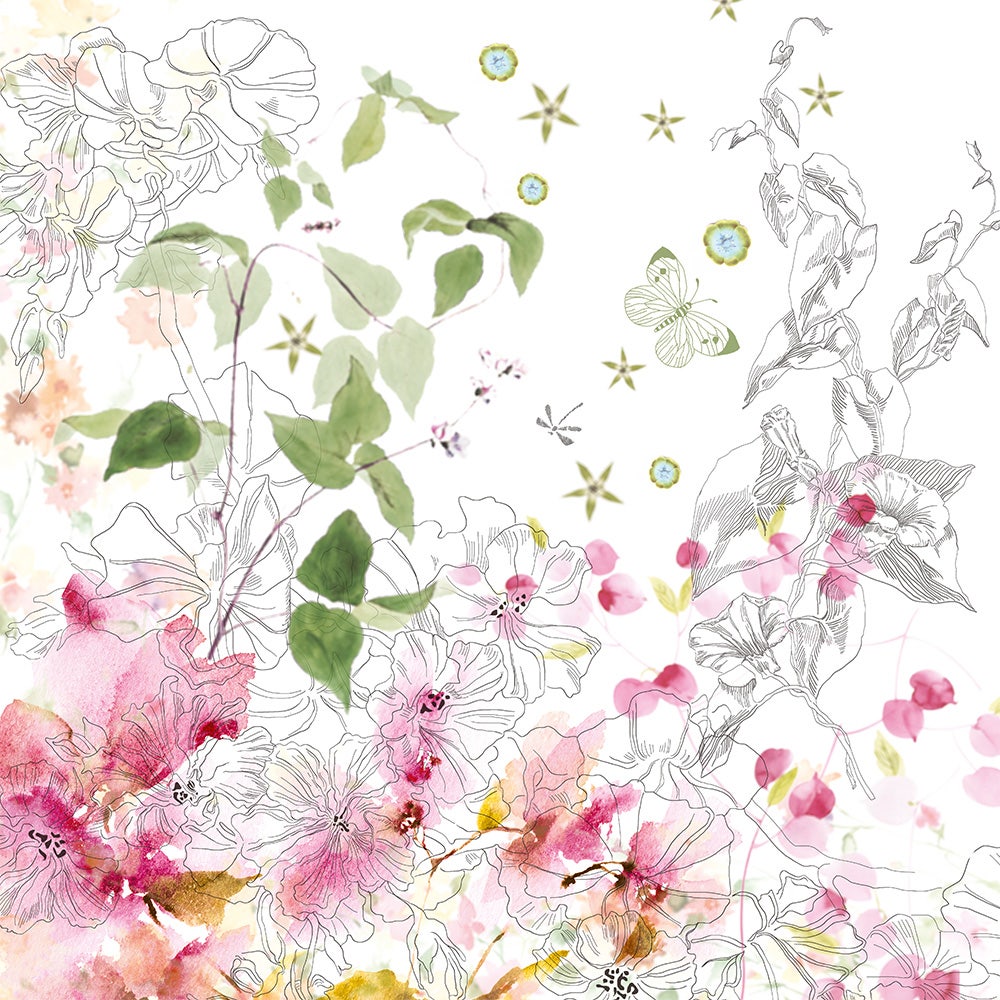 Garnier Thiebaut Jardin Sauvage Blanc Napkin 18" x 18"