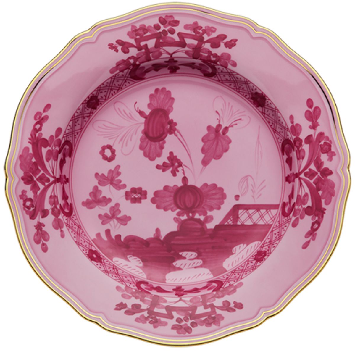 Ginori 1735 Oriente Italiano Charger Plate with Gold Trim - Porpora (Mauve)