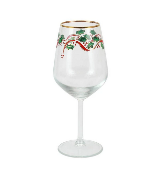 Vietri Holly Wine Glass