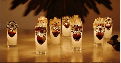 Jan Barboglio Adelita Candle Sacred Heart Vela with Chocolate Glass Heart