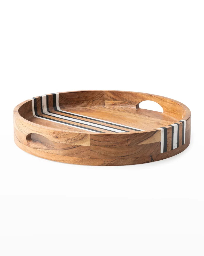 Juliska Stonewood Stripe Round Tray - Natural Multi
